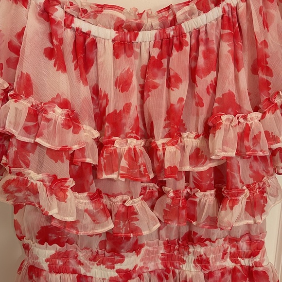 Misa Los Angeles Pink Floral Off the Shoulder Dress - Picture 4 of 6